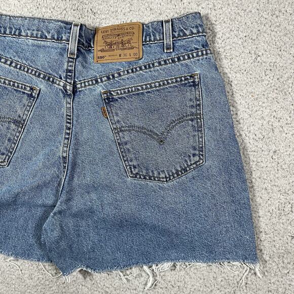 Levis 550 Orange Tab Jean Shorts Womens Waist 36 Cut Off Denim Vintage 90s - Picture 13 of 15